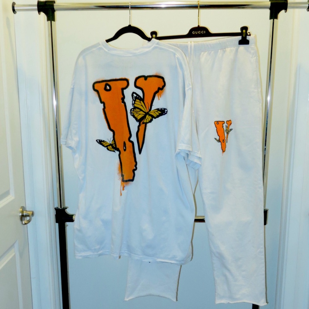 VLONE Juice Wrld White and Orange Short Sleeve Tee